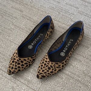 Rothy's Leopard Print Pointed Toe Flats - Tan and Black